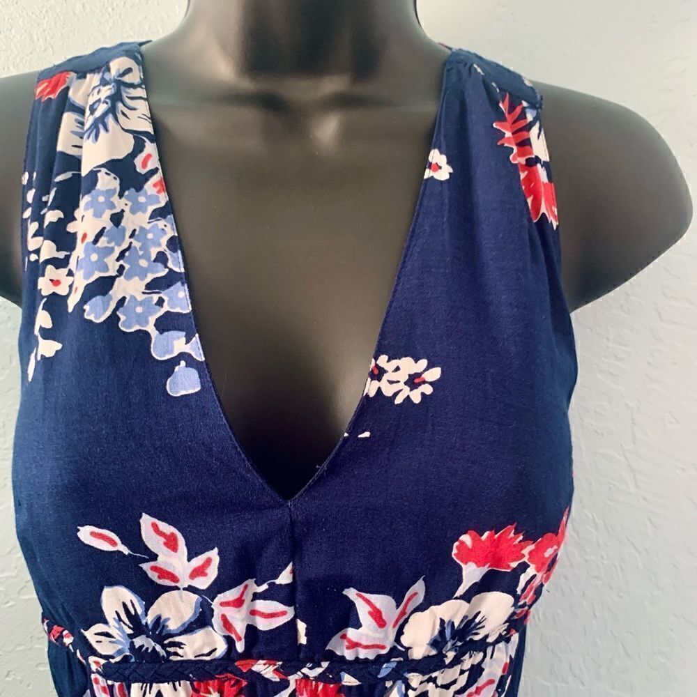 Japna Navy Blue Hawaiian Floral Print Maxi Dress Size XS - Picture 3 of 8